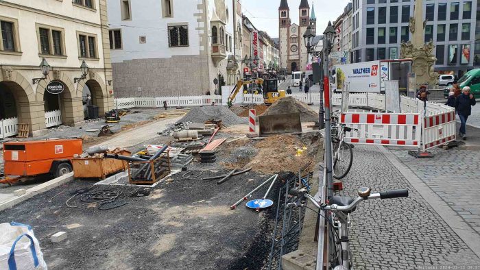 Baustelle am Grafeneckart in Würzburg am 13. März 2024