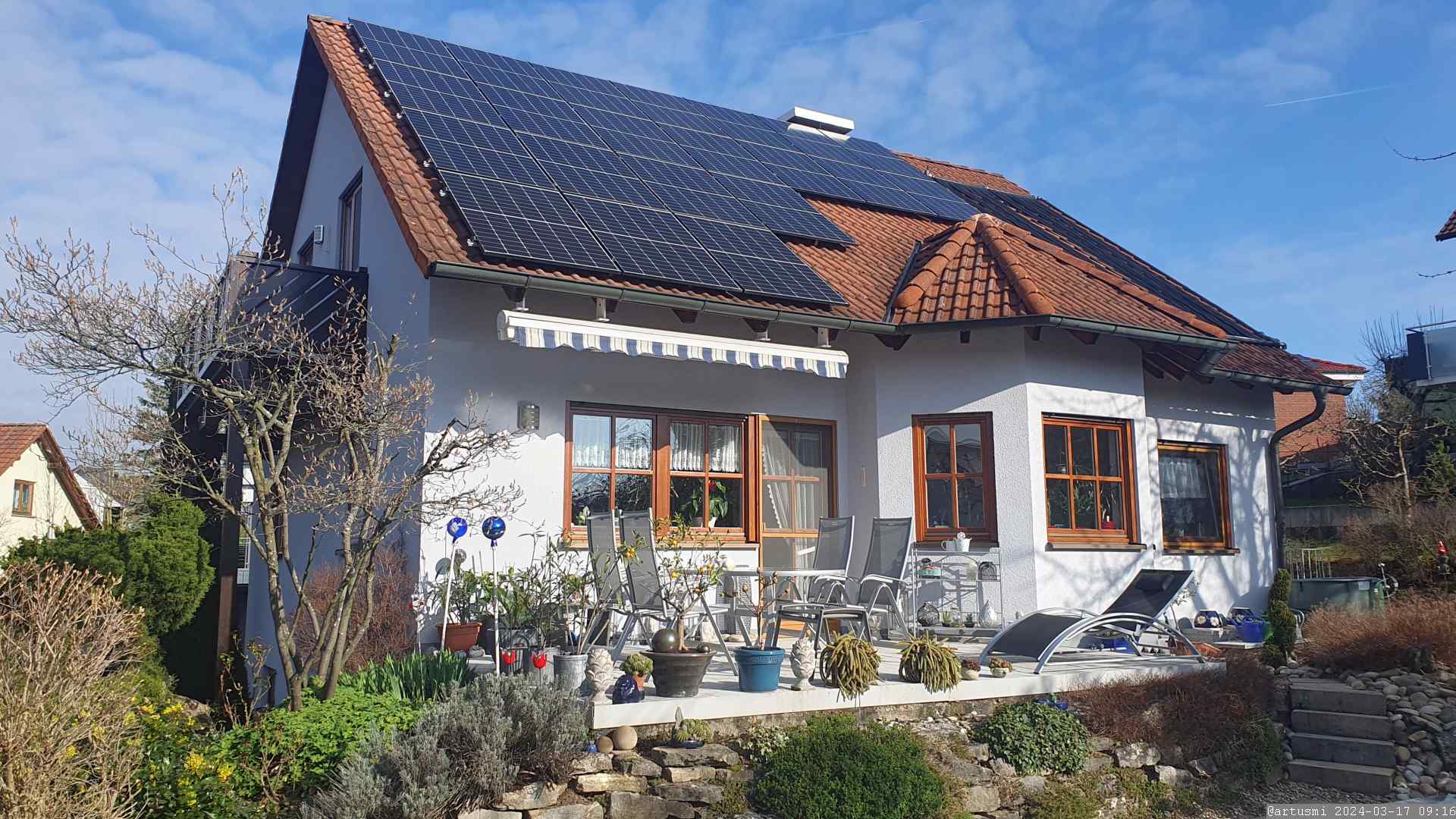 Unsere PV-Anlage am 17. März 2024