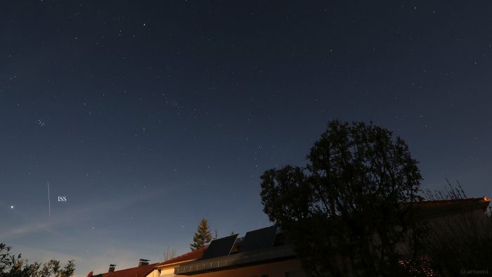 Internationale Raumstation ISS am 25. März 2024 am Nordwesthimmel von Eisingen