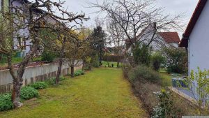 Unser Garten am 26. März 2024 nach dem ersten Rasenschnitt