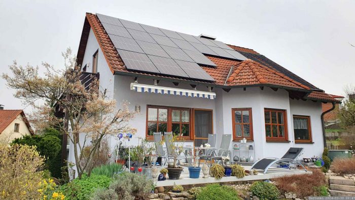 Unsere PV-Anlage am 30. März 2024 (Karsamstag)