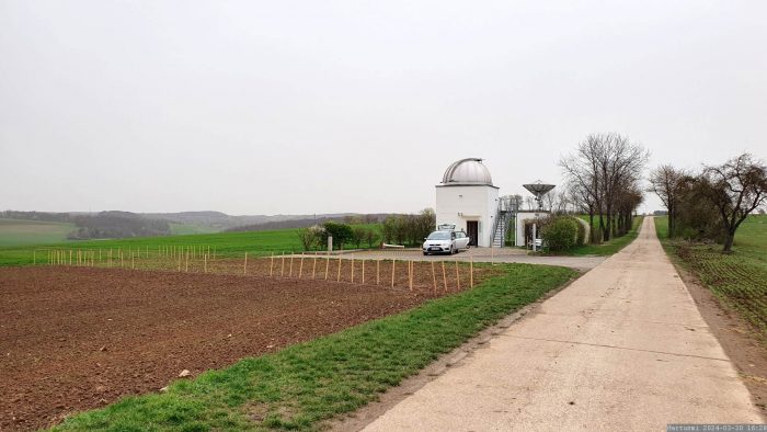 Baustelle am 30. März 2024 (Karsamstag) an der Hans-Haffner-Sternwarte bei Hettstadt im Landkreis Würzburg.