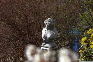 "Harmony" - Kopf der Steinfigur Büste Kate von Surrey Gartenfiguren am 31. März 2024 (Ostersonntag) in unserem Garten.
