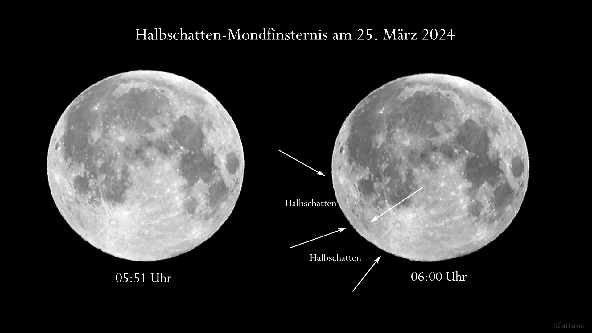 Halbschatten-Mondfinsternis am 25. März 2024
