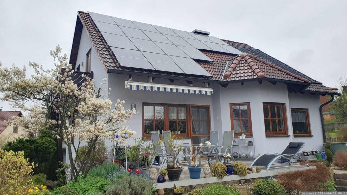 Unsere PV-Anlage am 1. April 2024 (Ostermontag)