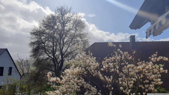 Aprilwetter am 2. April 2024 - Sonne, blauer Himmel, Sprühregen