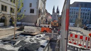 Baustelle am Grafeneckart in Würzburg am 30. April 2024