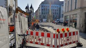 Baustelle am Grafeneckart in Würzburg am 30. April 2024