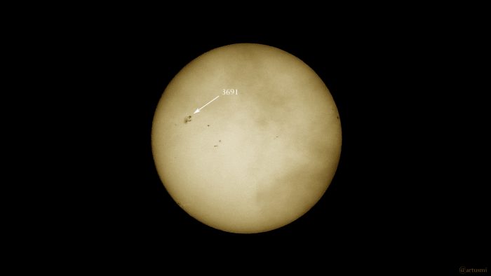 Sonnenfleckenaktivität am 28. Mai 2024 - auffallend ist die große Gruppe AR 3691.