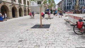 Platz am Grafeneckart in Würzburg am 11. Juli 2024