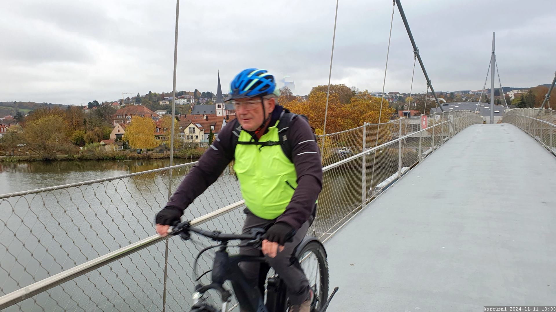 Unsere erste Fahrt auf dem Höchheimer Mainsteg am 11. November 2024