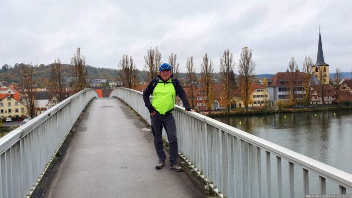 Ludwig-Volk-Steg mit Blick auf Margetshöchheim am 11. November 2024