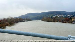 Blick vom Höchheimer Mainsteg zum Ludwig-Volk-Steg am 9. Dezember 2024