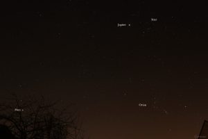 Mars und Jupiter am 18. Januar 2024 am Osthimmel