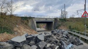 Baustelle Eisenbahnbrücke in der Ehnheimer Straße in Marktbreit am 1. April 2025