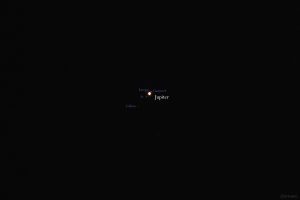 Jupiter und die vier Galileischen Monde am frühen Morgen des 10. August 2025