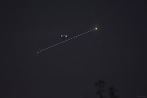 Abstand zwischen Jupiter und Venus am frühen Morgen des 10. August 2025