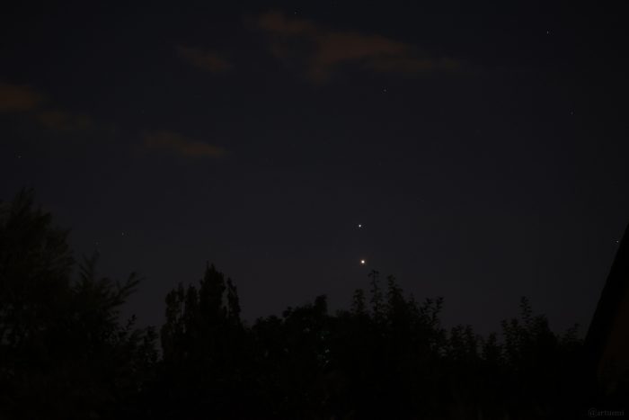 Jupiter und Venus am frühen Morgen des 13. August 2025 im Sternbild Zwillinge