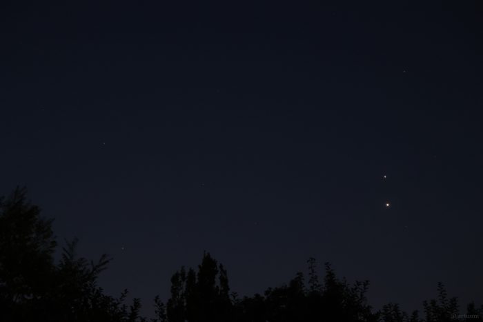 Jupiter und Venus am frühen Morgen des 13. August 2025 im Sternbild Zwillinge