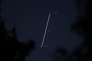 Abstand zwischen Jupiter und Venus am frühen Morgen des 14. August 2025