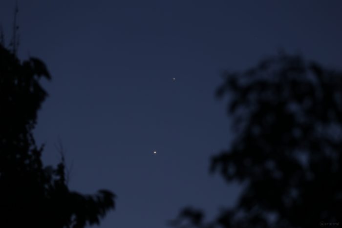 Jupiter und Venus am frühen Morgen des 14. August 2025 im Sternbild Zwillinge