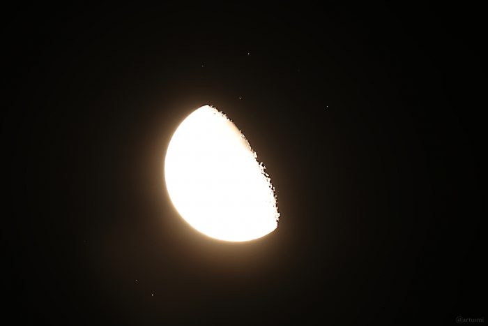 Bedeckung der Plejaden am 12. September 2025 durch den zunehmenden Mond