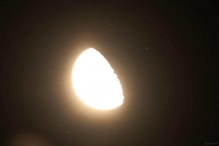 Bedeckung der Plejaden am 12. September 2025 durch den zunehmenden Mond
