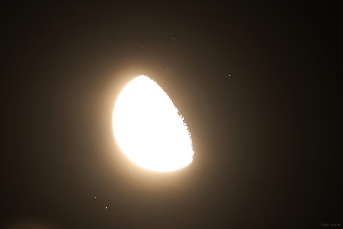 Bedeckung der Plejaden am 12. September 2025 durch den zunehmenden Mond