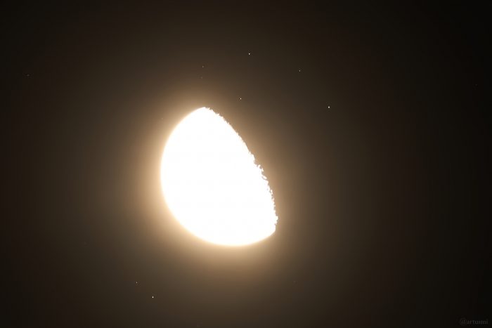 Bedeckung der Plejaden am 12. September 2025 durch den zunehmenden Mond
