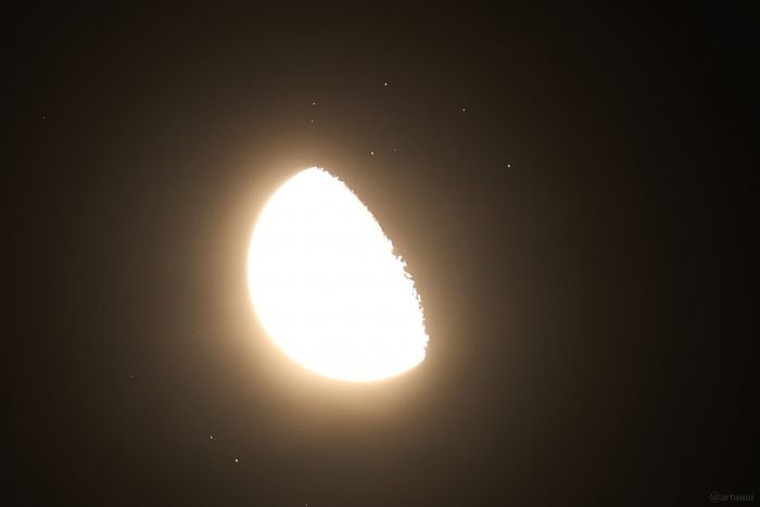 Bedeckung der Plejaden am 12. September 2025 durch den zunehmenden Mond