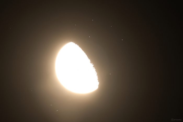 Bedeckung der Plejaden am 12. September 2025 durch den zunehmenden Mond