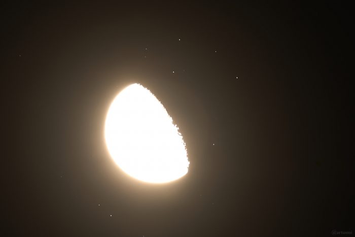 Bedeckung der Plejaden am 12. September 2025 durch den zunehmenden Mond
