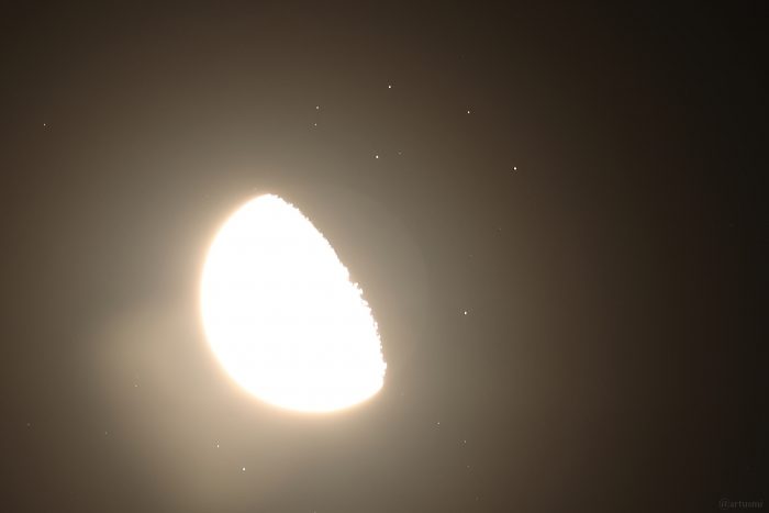 Bedeckung der Plejaden am 12. September 2025 durch den zunehmenden Mond