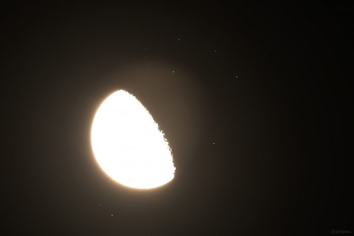 Bedeckung der Plejaden am 12. September 2025 durch den zunehmenden Mond