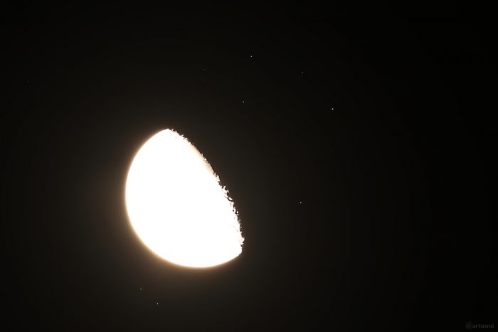 Bedeckung der Plejaden am 12. September 2025 durch den zunehmenden Mond