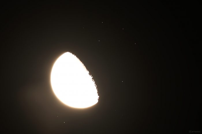 Bedeckung der Plejaden am 12. September 2025 durch den zunehmenden Mond