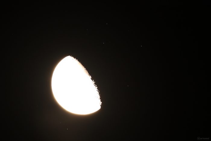 Bedeckung der Plejaden am 12. September 2025 durch den zunehmenden Mond