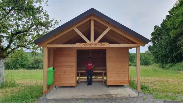Chillhütte Kist nahe des Planetenwegs Kist am 31. Mai 2026 auf dem Rückweg unserer rund 18 Kilometer langen Wanderung
