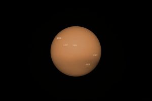 Sonnenfleckenaktivität kurz vor Beginn der partiellen Sonnenfinsternis am 12. August 2026 in Mainfranken