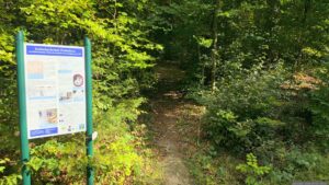 Infotafel am Weg zum Köhlerbrunnen im Probstforst, der zum Irtenberger Wald behört