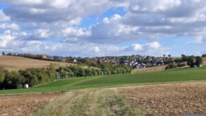 Blick von Oberer Boden oberhalb des Johanneshofs nach Eisingen