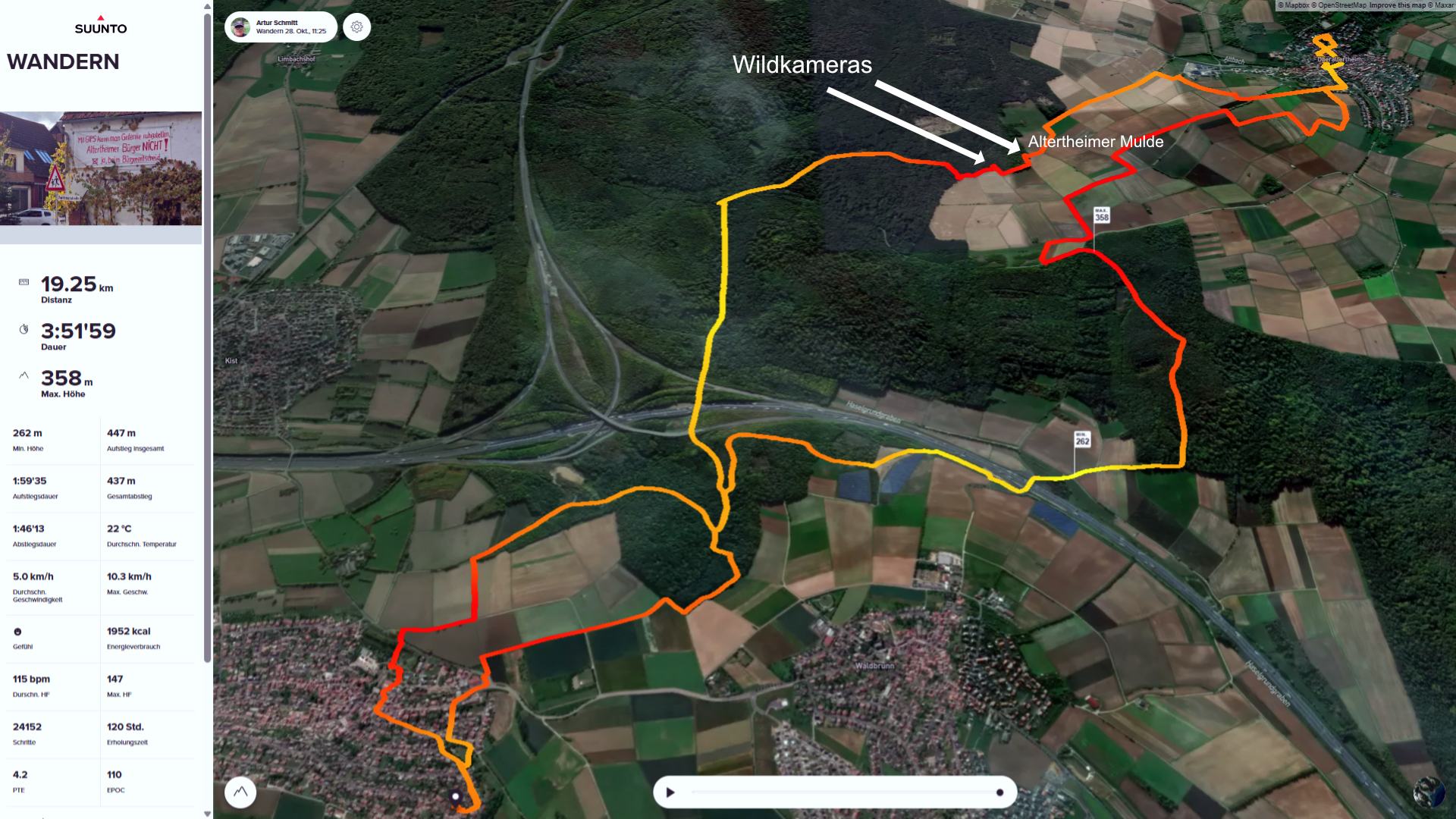 Verlauf unserer Wanderung von Eisingen zur Altertheimer Mulde am 28. Oktober 2026