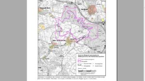 Darstellung der Grenzen von Rahmenbetriebsplan und Abbau, sowie kommunale Flächennutzungspläne der Gemeinden Altertheim, Helmstadt und Waldbrunn.